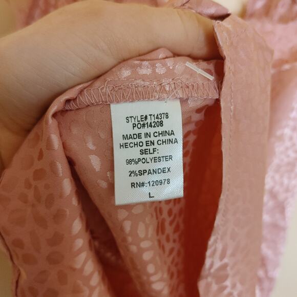 Entro Size Large Blouse Animal Print Pink Tank Blouse Polyester Shiny Metallic - Picture 9 of 10